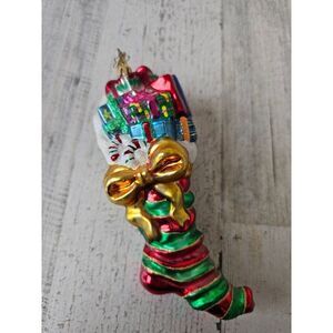 Radko loopy longstocking stocking presents RARE ornament true candy cane vintage